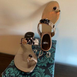 Impo Metallic Stones Beads Pewter / Black /Clear